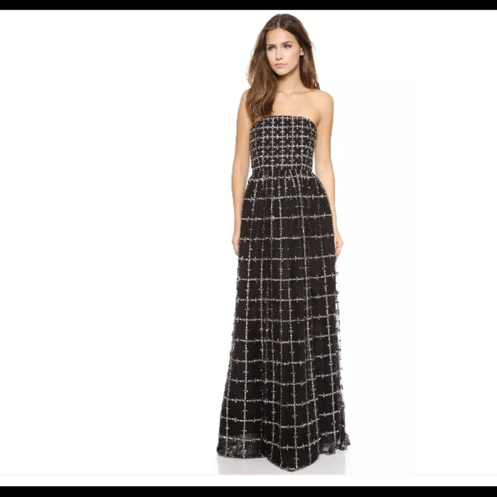Alice + Olivia Milly Embellished strapless gown